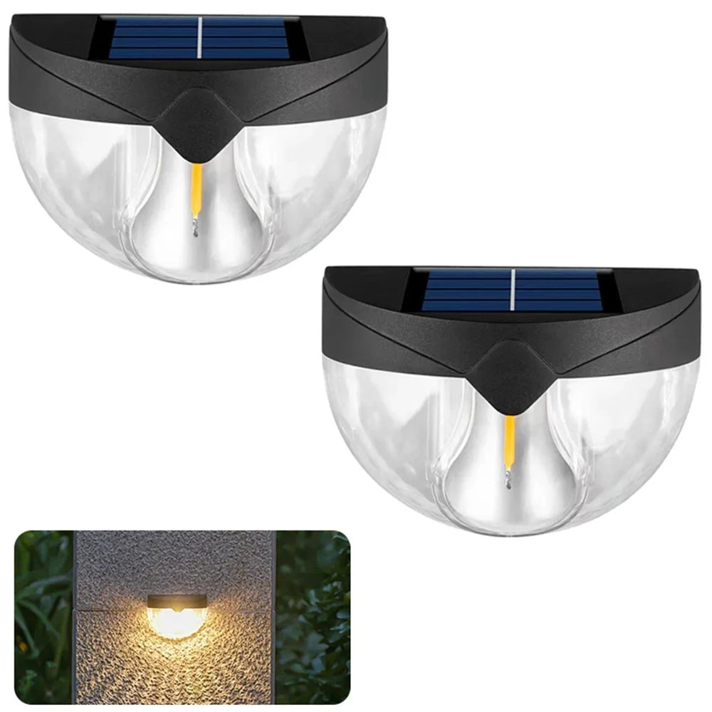 6010 2Pcs IP44 Waterproof Solar Powered Tungsten Lamp Outdoor Garden Wall Light - Warm Light - 1