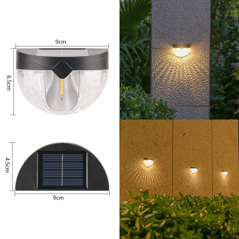 6010 2Pcs IP44 Waterproof Solar Powered Tungsten Lamp Outdoor Garden Wall Light - Warm Light - 2