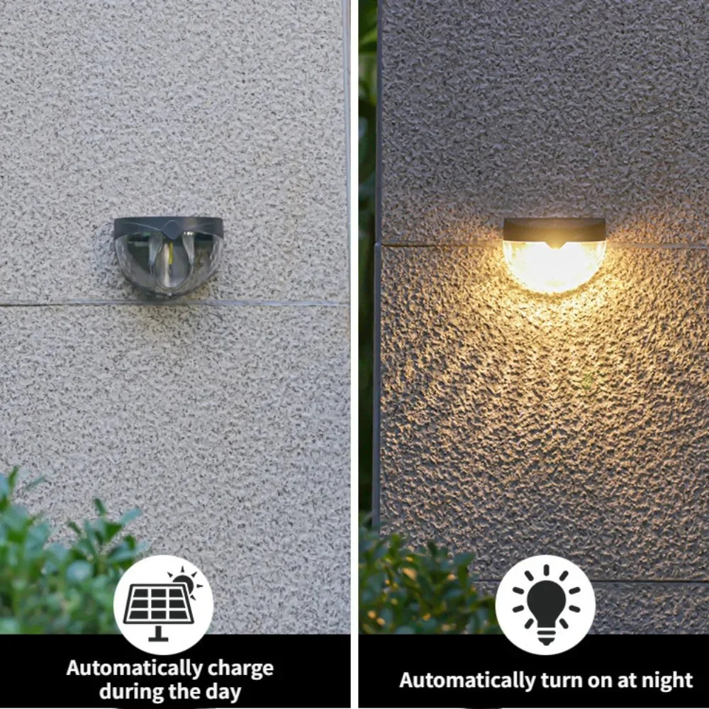 6010 2Pcs IP44 Waterproof Solar Powered Tungsten Lamp Outdoor Garden Wall Light - Warm Light - 3