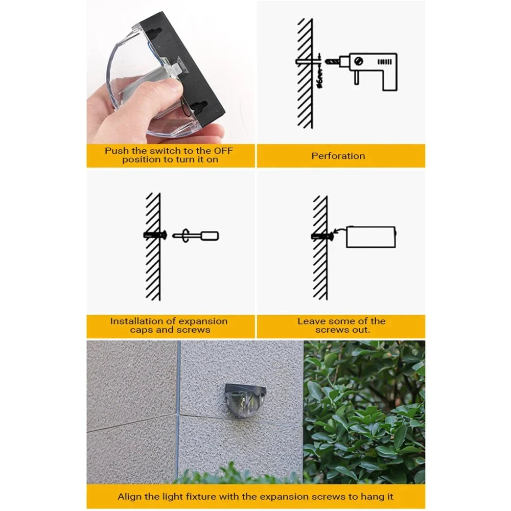 6010 2Pcs IP44 Waterproof Solar Powered Tungsten Lamp Outdoor Garden Wall Light - Warm Light - 7