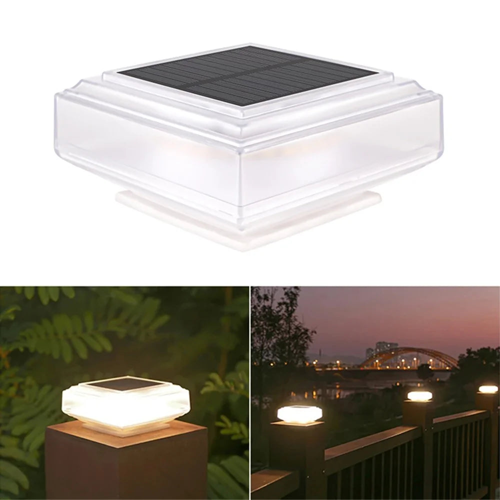 Clear Shell Solar Fence Post Light Fence Post Cap Lamp for Deck, Patio, Garden - 1