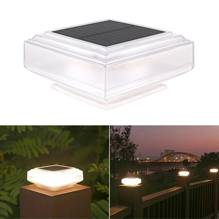 Clear Shell Solar Fence Post Light Fence Post Cap Lamp for Deck, Patio, Garden - 1