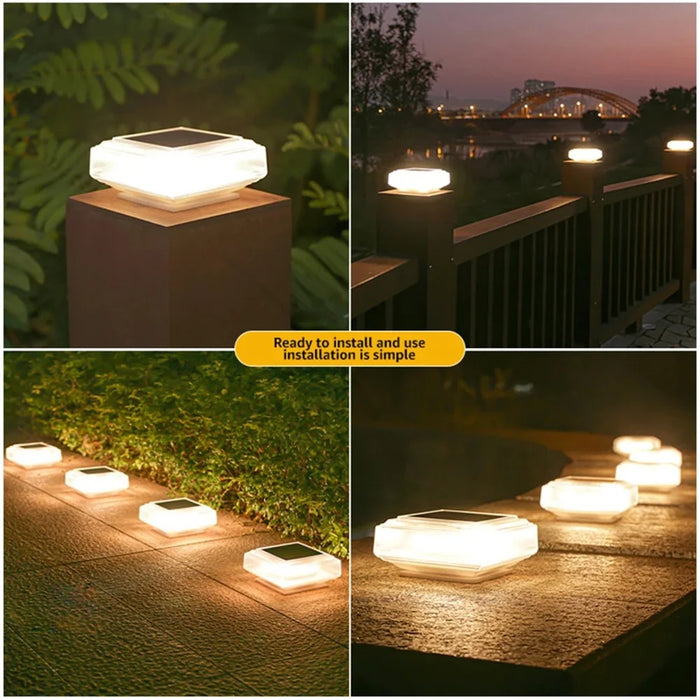 Clear Shell Solar Fence Post Light Fence Post Cap Lamp for Deck, Patio, Garden - 7