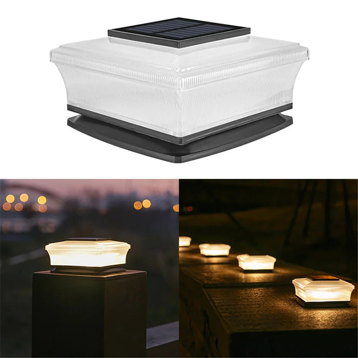 4-LED Fence Post Light Solar Powered Fence Post Cap Lamp for Deck, Patio, Garden - 1