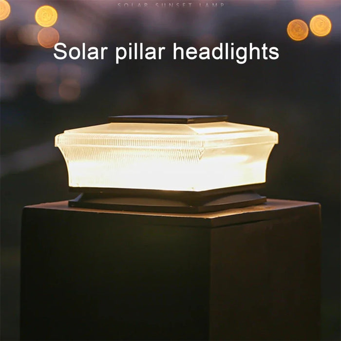 4-LED Fence Post Light Solar Powered Fence Post Cap Lamp for Deck, Patio, Garden - 4