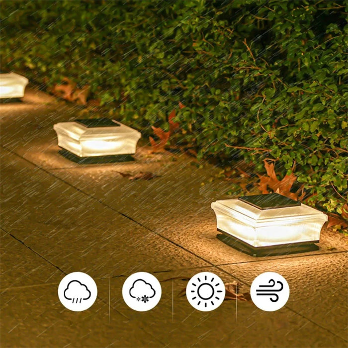 4-LED Fence Post Light Solar Powered Fence Post Cap Lamp for Deck, Patio, Garden - 5