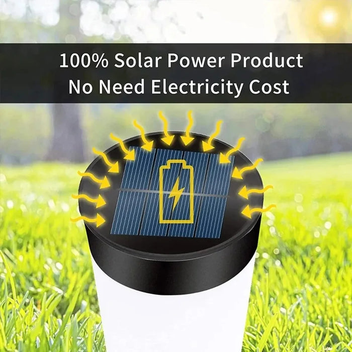 262 Stainless Steel+PP Solar Waterproof Outdoor LED Light Cylindrical Garden Yard Lawn Stake Lamp - Black / White Light - 6