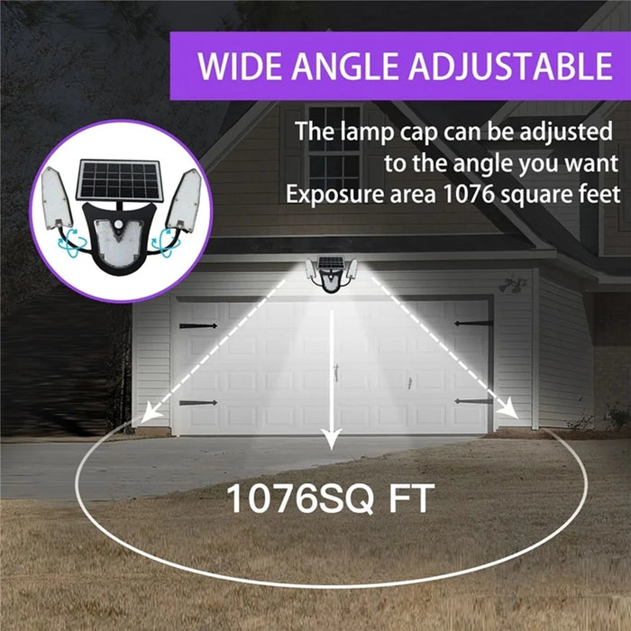 Independent Solar Panel 3-Head LED Wall Lamp PIR Human Body Sensing Villa Garden Yard Light - 4