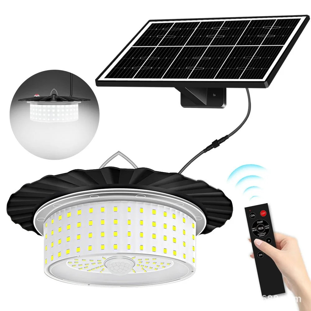 244LED Hanging Solar Light Waterproof Yard Garden Patio Human Body Sensing Light with Remote Control - 1