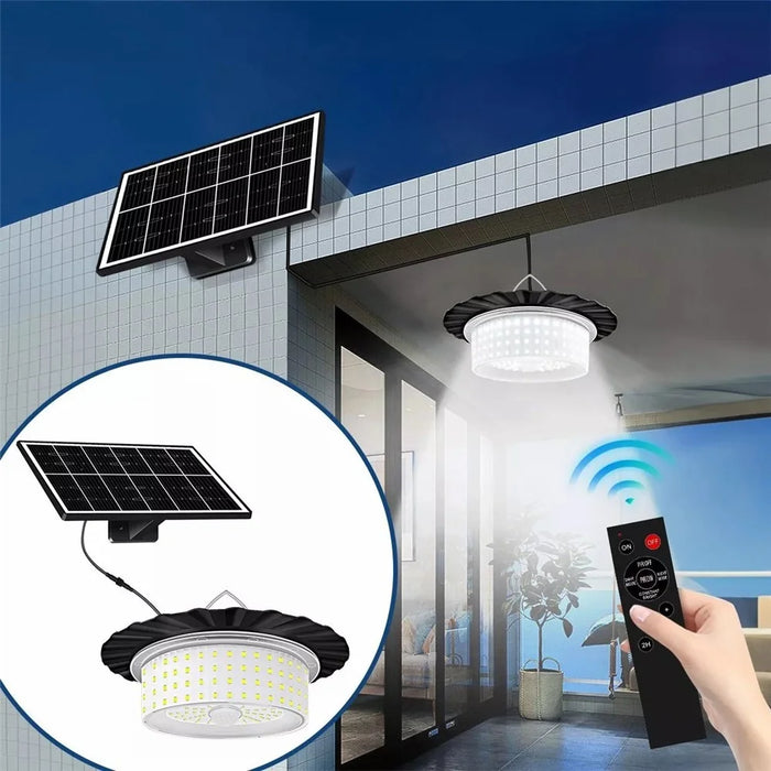 244LED Hanging Solar Light Waterproof Yard Garden Patio Human Body Sensing Light with Remote Control - 2