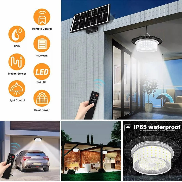 244LED Hanging Solar Light Waterproof Yard Garden Patio Human Body Sensing Light with Remote Control - 5