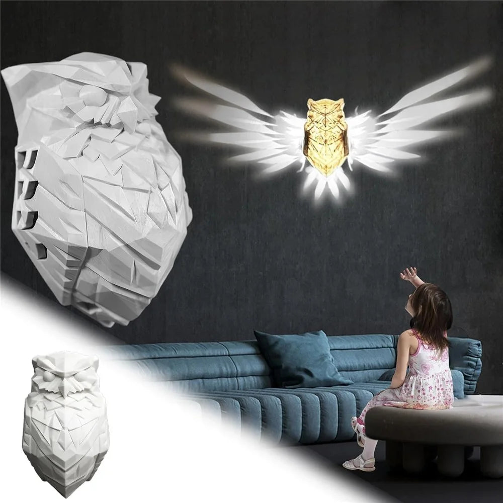 Owl Shape Creative Wall Lamp LED Night Light Wall Art Home Restaurant Decoration - 2