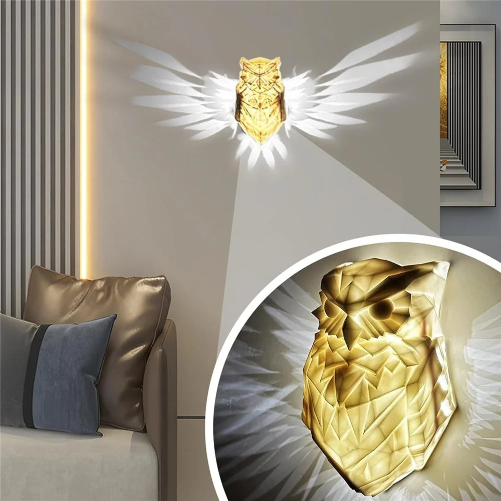 Owl Shape Creative Wall Lamp LED Night Light Wall Art Home Restaurant Decoration - 3