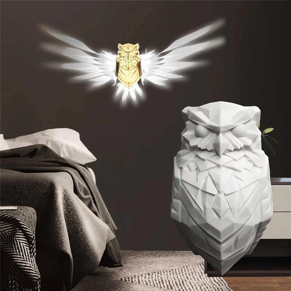 Owl Shape Creative Wall Lamp LED Night Light Wall Art Home Restaurant Decoration - 4