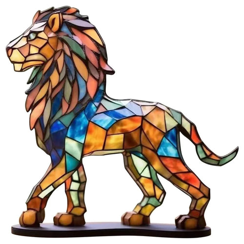 Wild Animal Colorful Acrylic Art Desktop Ornament Home Office Decorative Ornament - Lion - 1