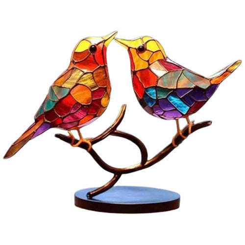 Colorful Bird Metal Desktop Ornament Home Office Flat Decorative Ornament, 2-Bird - 1