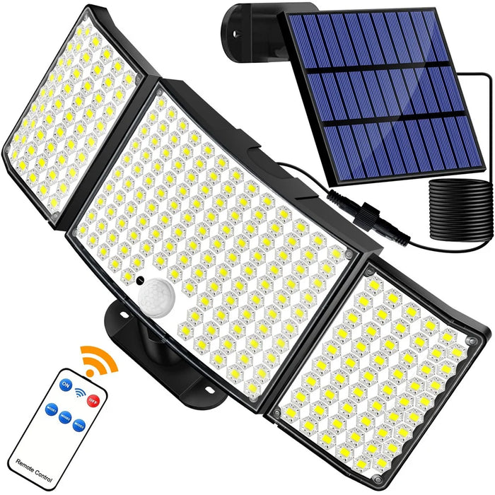 234LED Waterproof Outdoor 3-Head Solar Lamp Motion Sensor Garden Yard Wall Light with Remote Control - 2