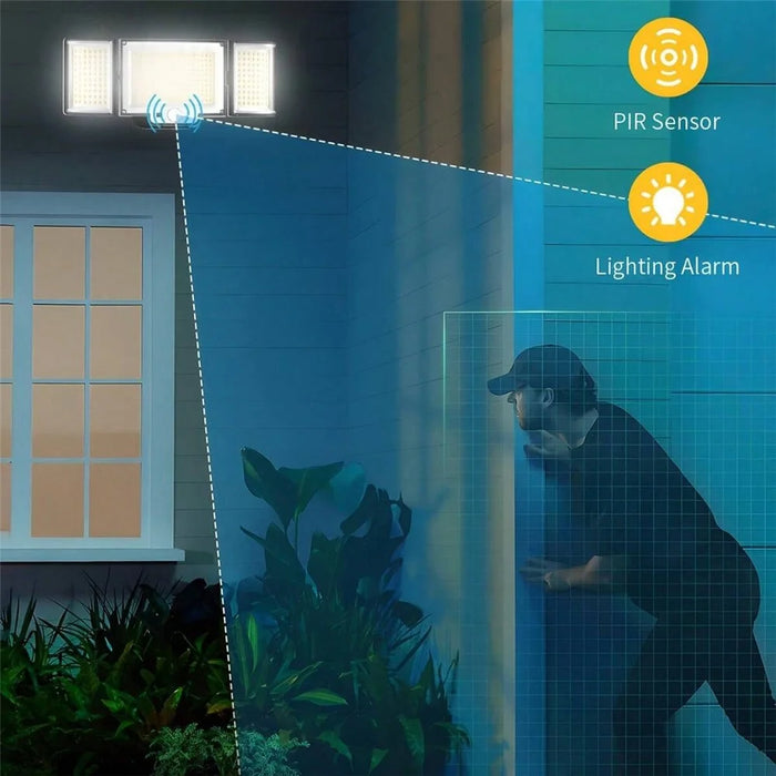 234LED Waterproof Outdoor 3-Head Solar Lamp Motion Sensor Garden Yard Wall Light with Remote Control - 5