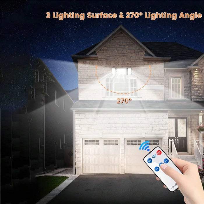 234LED Waterproof Outdoor 3-Head Solar Lamp Motion Sensor Garden Yard Wall Light with Remote Control - 7