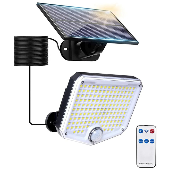 222LED Waterproof Outdoor Solar Wall Lamp Motion Sensor Garden Yard Garage Light with Remote Control - 1
