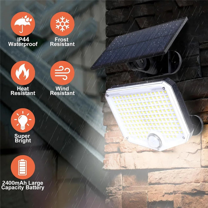 222LED Waterproof Outdoor Solar Wall Lamp Motion Sensor Garden Yard Garage Light with Remote Control - 3