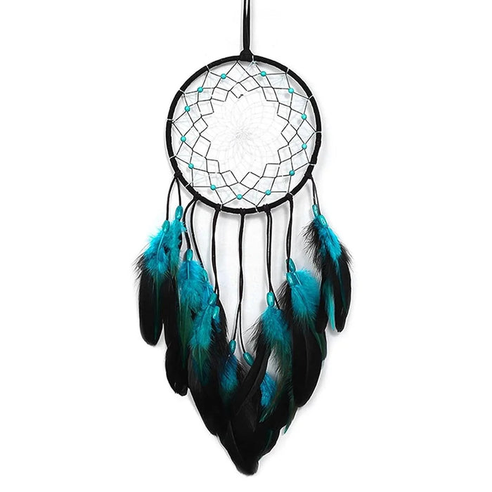Blue Feather Dream Catcher Hanging Decor Wind Chime Home Wall Ornament with LED Light Strip - 2