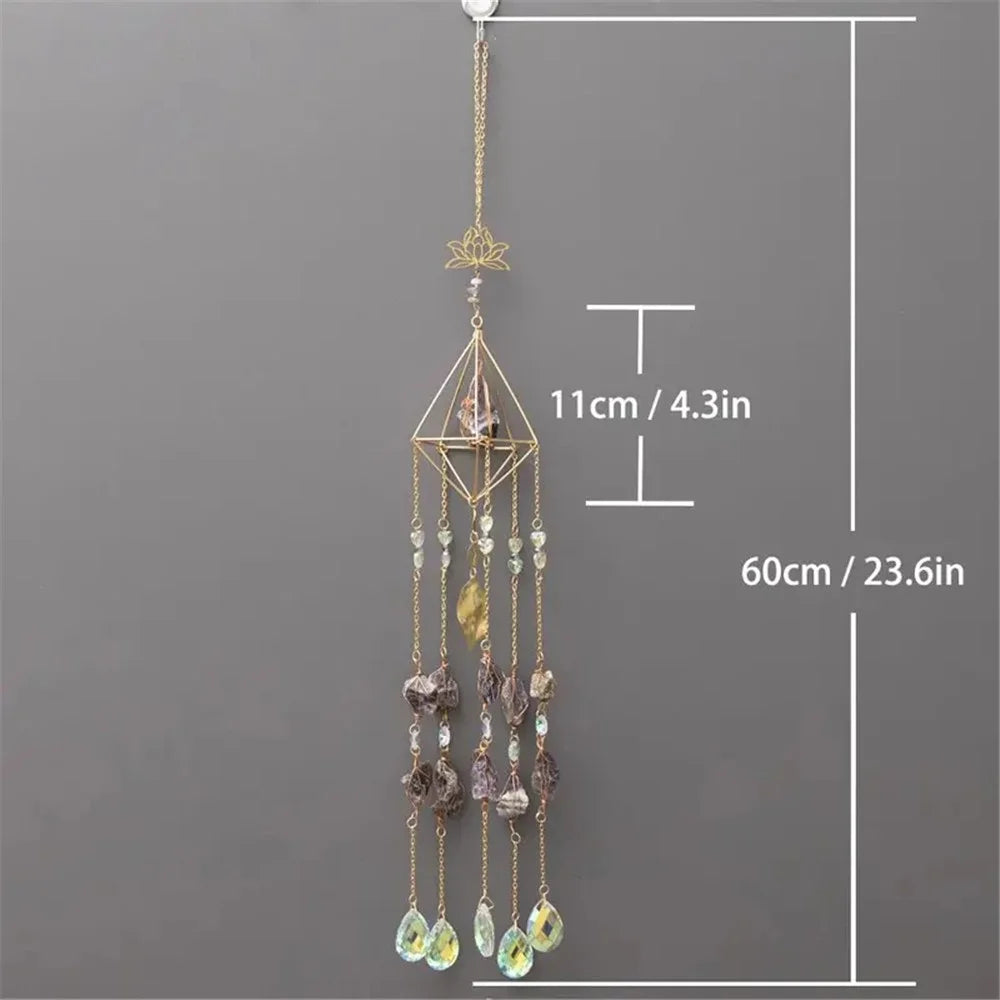 Natural Crystal Gravel Pendant Sun Catcher Garden Balcony Wind Chime Hanging Ornament - Pink - 3