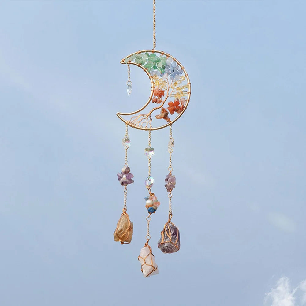 Crystal Pendant Metal Moon Ornament Sun Catcher Outdoor Window Hanging Decoration - 5