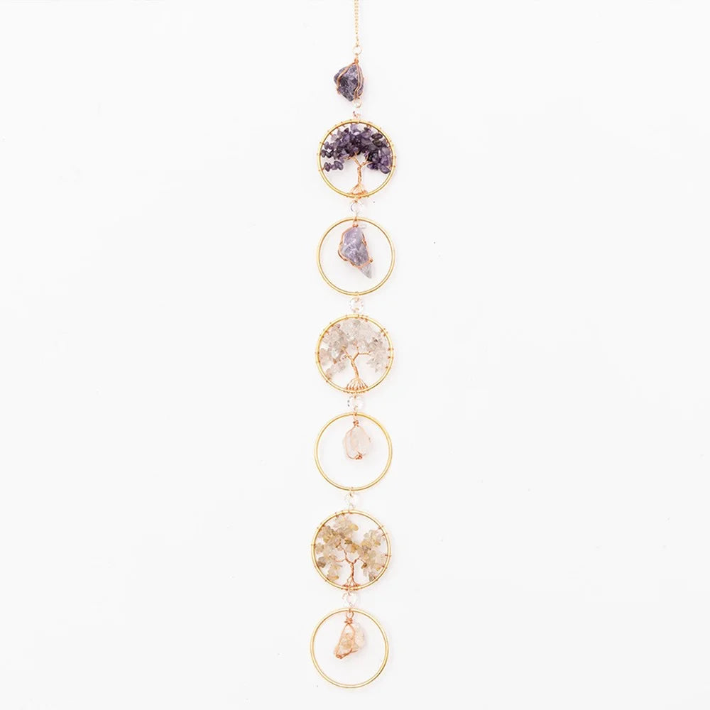Life Tree Natural Crystal Gem Gravel Sun Catcher Home Garden Balcony Hanging Ornament - 2