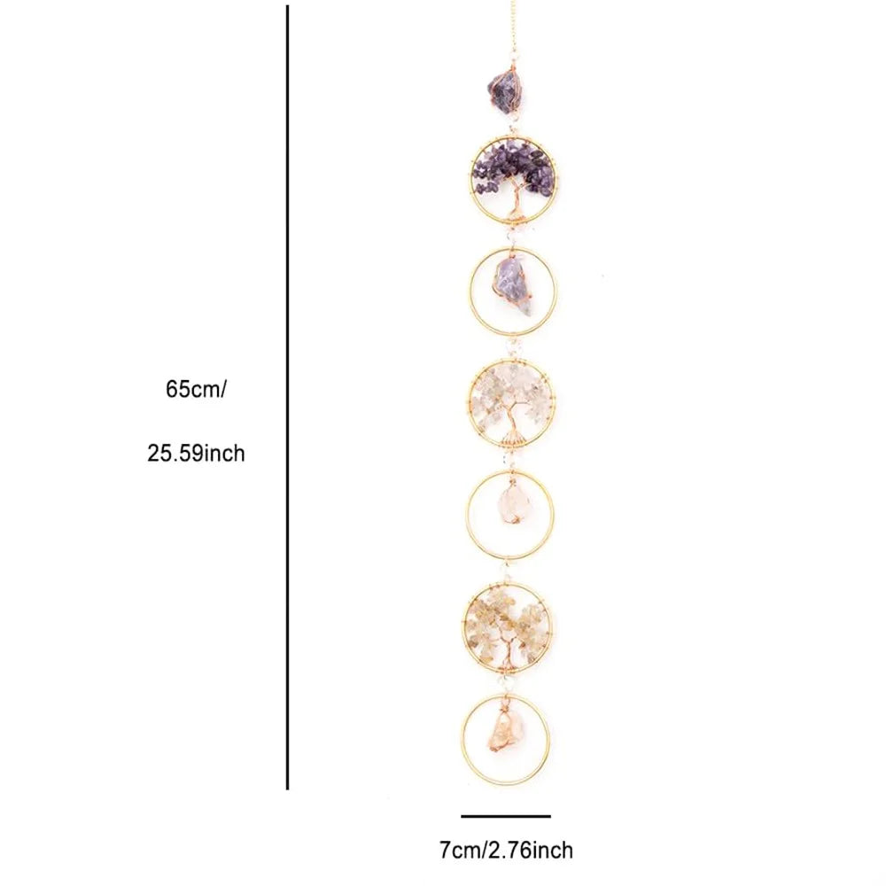 Life Tree Natural Crystal Gem Gravel Sun Catcher Home Garden Balcony Hanging Ornament - 7