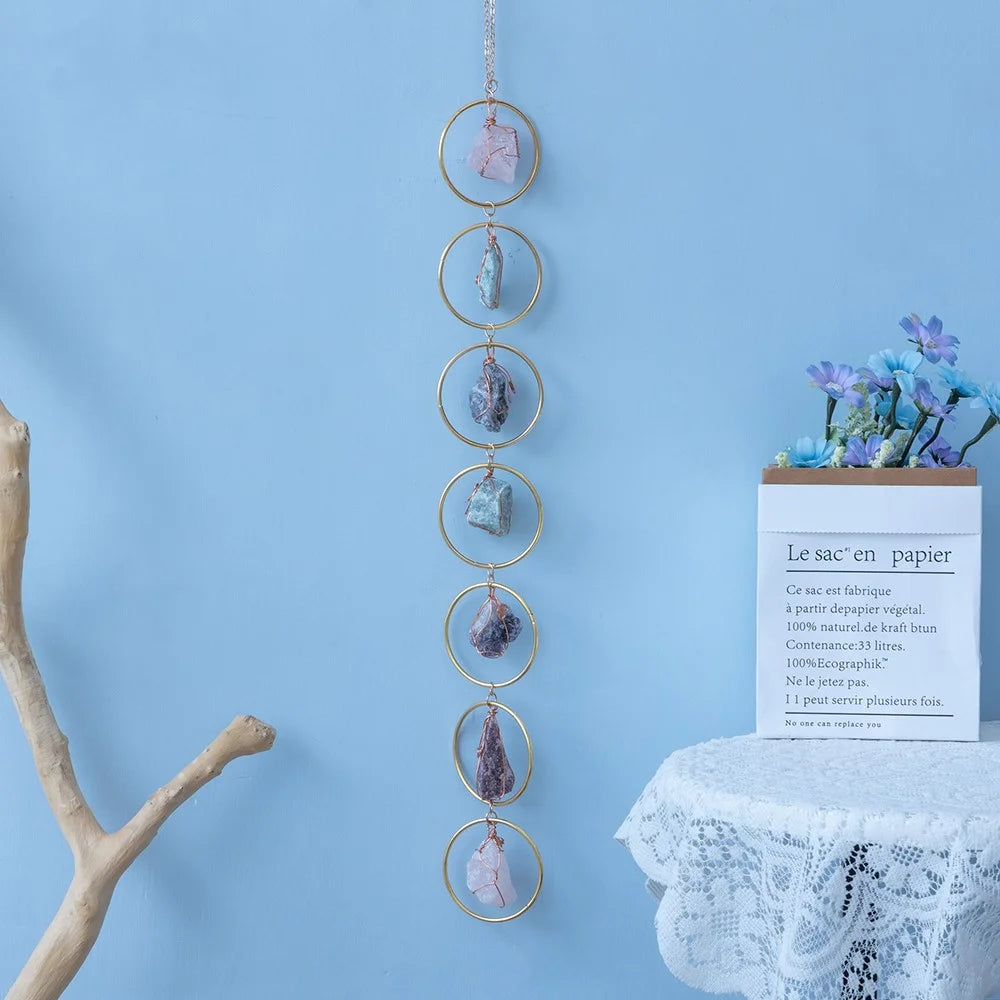 Crystal Raw Stone Wind Chime Hanging Ornament Home Wall Decor - 1