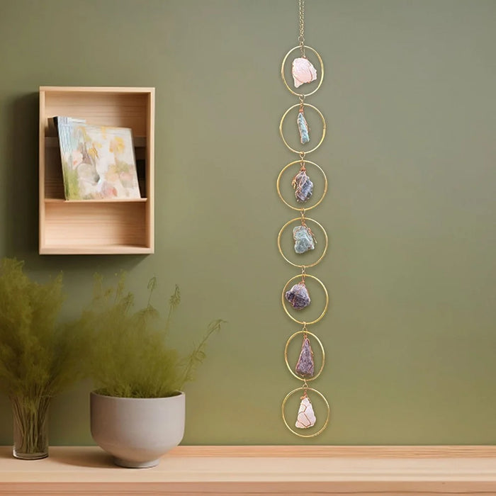 Crystal Raw Stone Wind Chime Hanging Ornament Home Wall Decor - 6