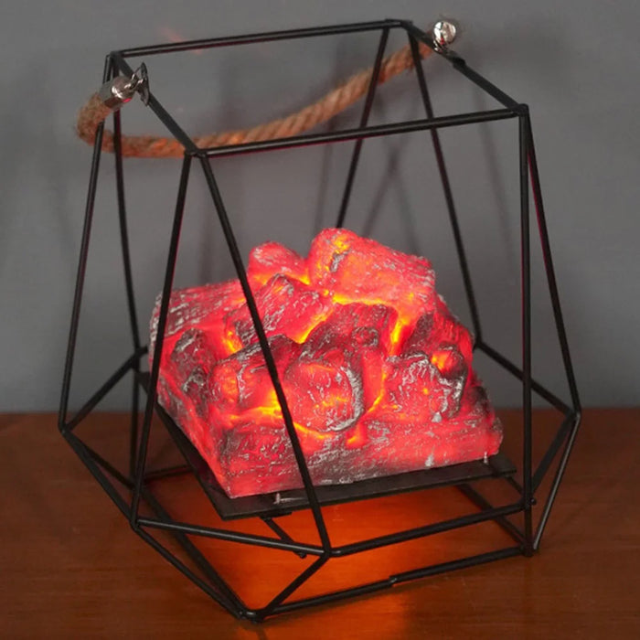 Imitation Charcoal Flame Lamp LED Decorative Light Iron Ornament Home Decoration - Style E - 1