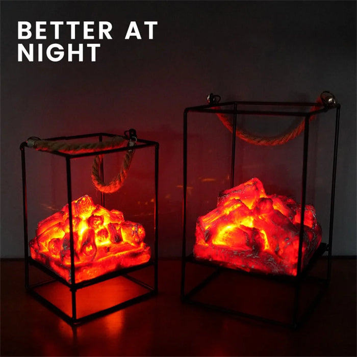 Imitation Charcoal Flame Lamp LED Decorative Light Iron Ornament Home Decoration - Style E - 2