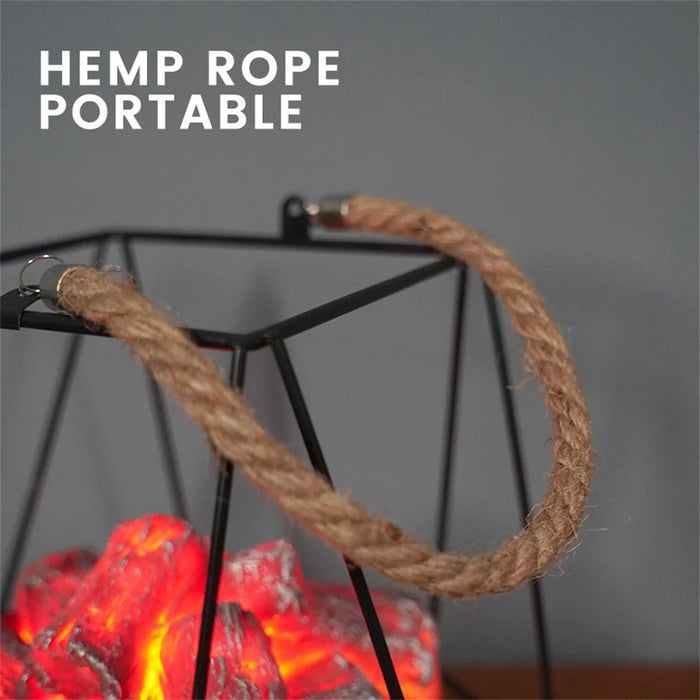 Imitation Charcoal Flame Lamp LED Decorative Light Iron Ornament Home Decoration - Style E - 3
