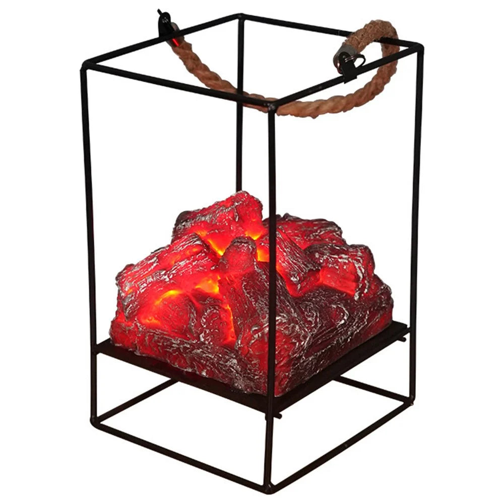 Imitation Charcoal Flame Lamp LED Decorative Light Iron Ornament Home Decoration - Style B - 1