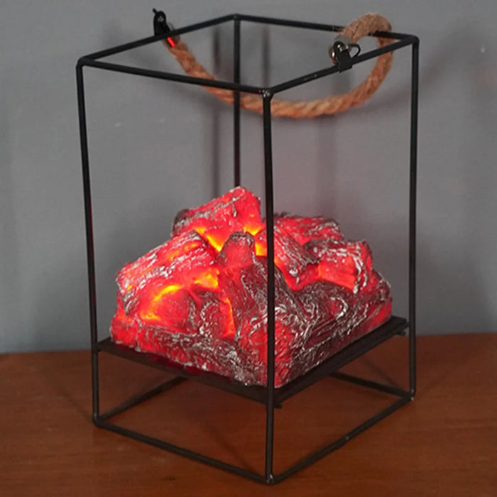 Imitation Charcoal Flame Lamp LED Decorative Light Iron Ornament Home Decoration - Style B - 2