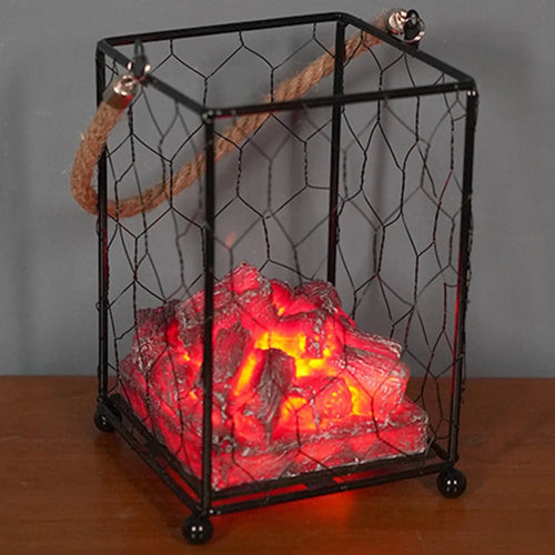 Imitation Charcoal Flame Lamp LED Decorative Light Iron Ornament Home Decoration - Style C - 1