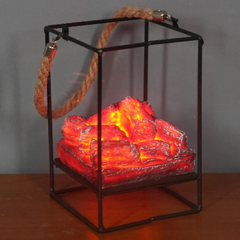 Imitation Charcoal Flame Lamp LED Decorative Light Iron Ornament Home Decoration - Style A - 1