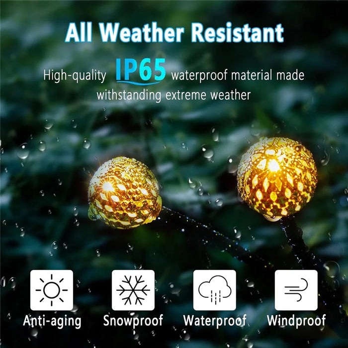 10-Head Solar Morocco Ball Light 2 Modes Landscape Garden Lawn Ground Light - Warm White Light - 2