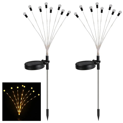 2Pcs 8-Head Solar Powered Firefly Light 2 Modes Landscape Garden Lawn Decorative Ground Light - Warm White Light - 1