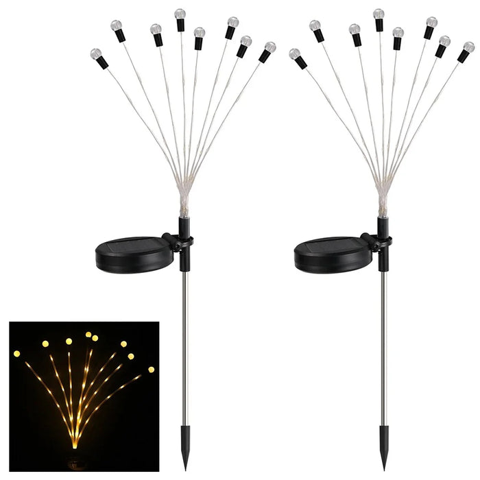 2Pcs 8-Head Solar Powered Firefly Light 2 Modes Landscape Garden Lawn Decorative Ground Light - Warm White Light - 1