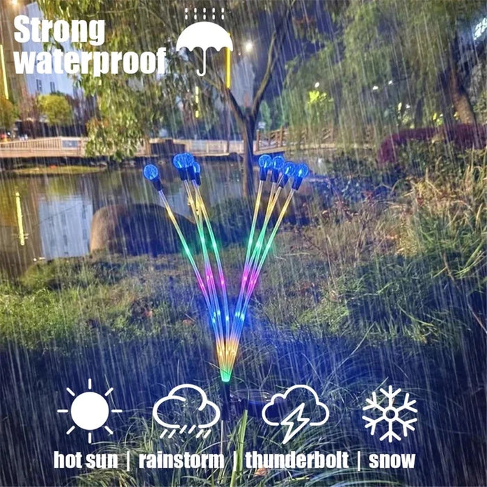 2Pcs 8-Head Solar Powered Firefly Light 2 Modes Landscape Garden Lawn Decorative Ground Light - Warm White Light - 2