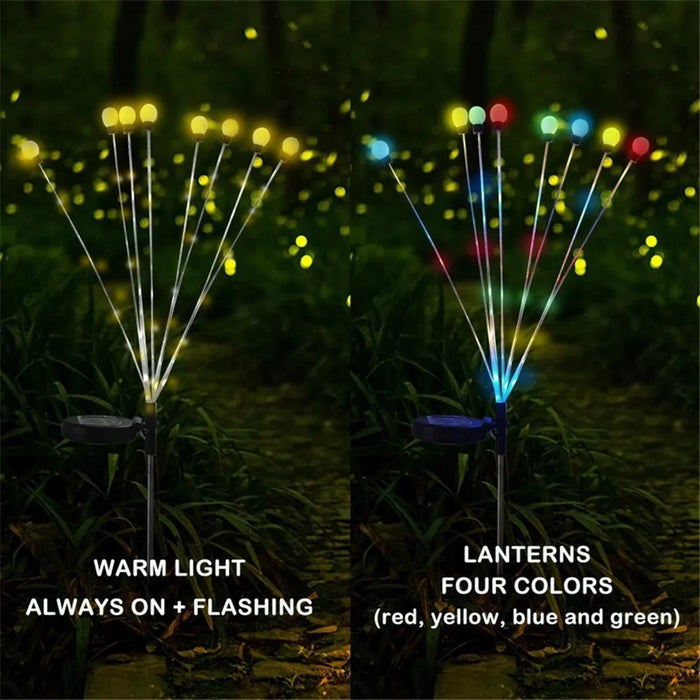 2Pcs 8-Head Solar Powered Firefly Light 2 Modes Landscape Garden Lawn Decorative Ground Light - Warm White Light - 3