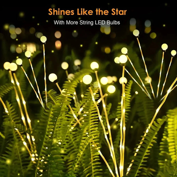 2Pcs 8-Head Solar Powered Firefly Light 2 Modes Landscape Garden Lawn Decorative Ground Light - Warm White Light - 5