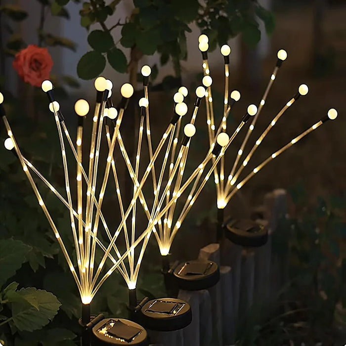 2Pcs 8-Head Solar Powered Firefly Light 2 Modes Landscape Garden Lawn Decorative Ground Light - Warm White Light - 7