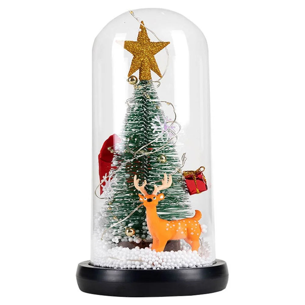 Christmas Gift Window Display Glass Cover LED Light Ornaments - Star and Deer - 1