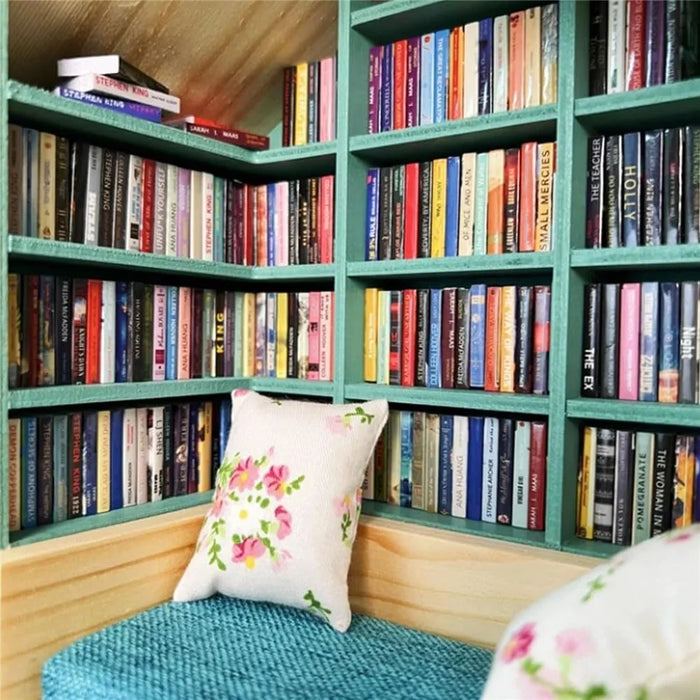 Anxiety Bookshelf Ornament Handmade Mini Room Box Wooden Miniature Book Shelf - 5