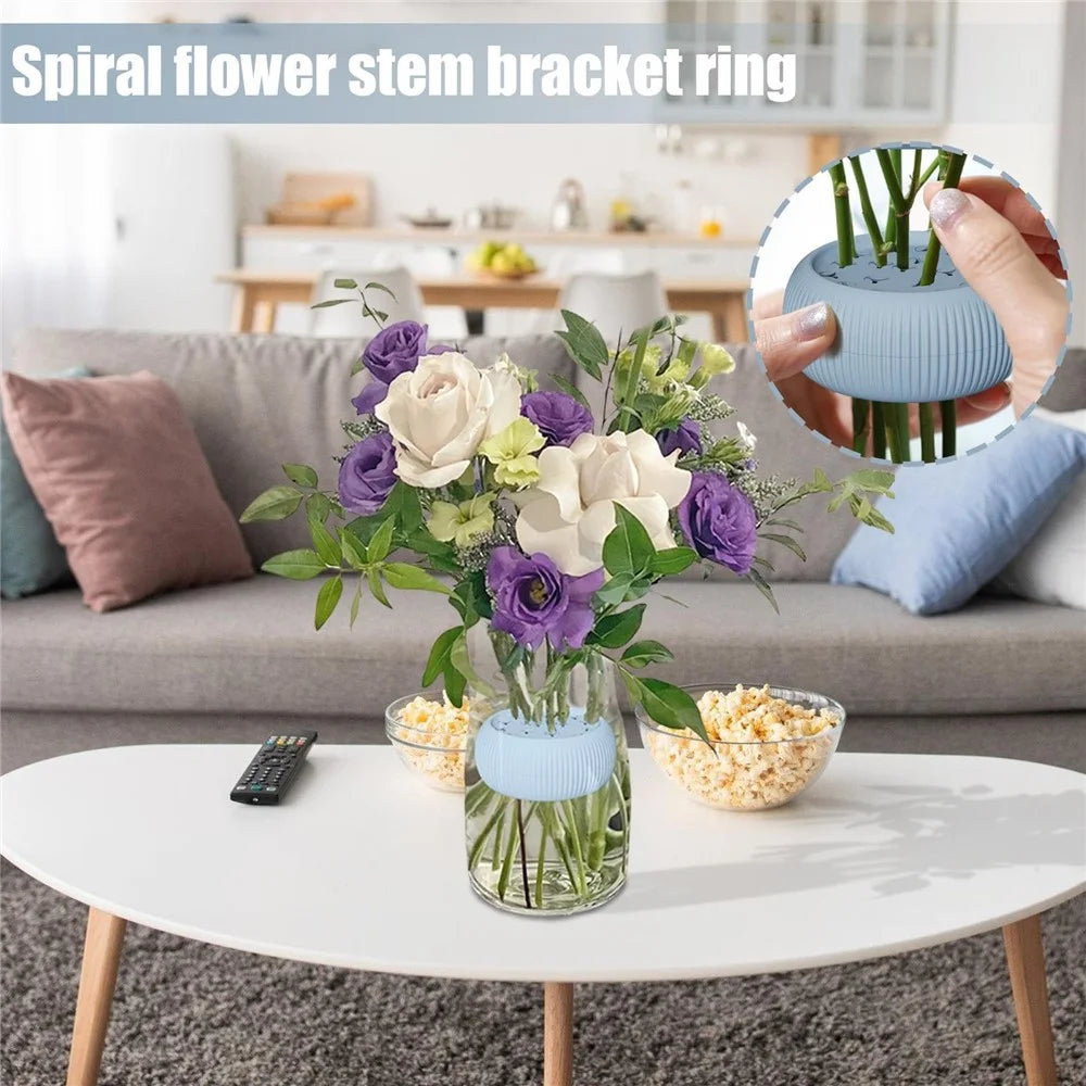 9.24cm Silicone Spiral Stem Holder for Vases, Flower Arrangement Holder - Blue - 3