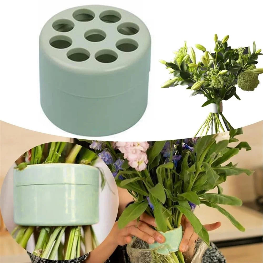 7cm Flower Arranger for Large and Small Flower Stems Reusable Bouquet Stand Spiral Flower Stem Holder ABS +TPE Flower Arranger - Green - 2
